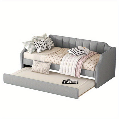 Uitschuifbed – Dagbed – Slaapbank – Eenpersoonsbed – Multifunctioneel Bed – Rollend Frame – Gemakkelijk Montage – Niet-Houten Materiaal – Grijs – Compact Voor Studios