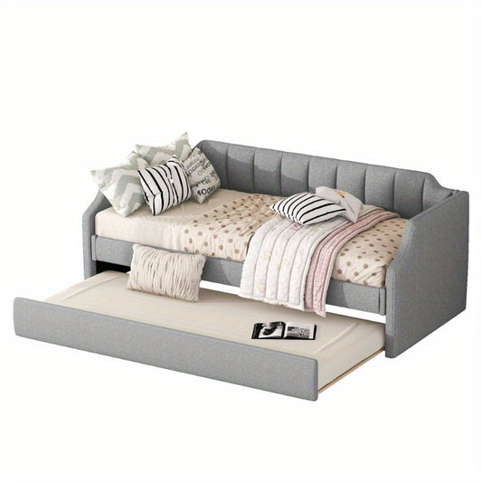 Uitschuifbed – Dagbed – Slaapbank – Eenpersoonsbed – Multifunctioneel Bed – Rollend Frame – Gemakkelijk Montage – Niet-Houten Materiaal – Grijs – Compact Voor Studios