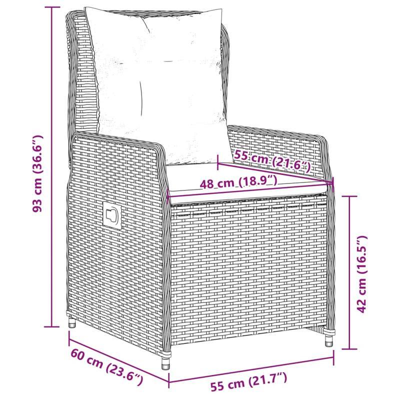 Tuinstoelen – Tuinstoel – Tuinzetel – Balkonstoel – Verstelbare stoel – Set van 2 Beige – Verstelbare Rugleuning – Weerbestendig Polyrattan