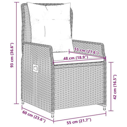 Tuinstoelen – Tuinstoel – Tuinzetel – Balkonstoel – Verstelbare stoel – Set van 2 Beige – Verstelbare Rugleuning – Weerbestendig Polyrattan