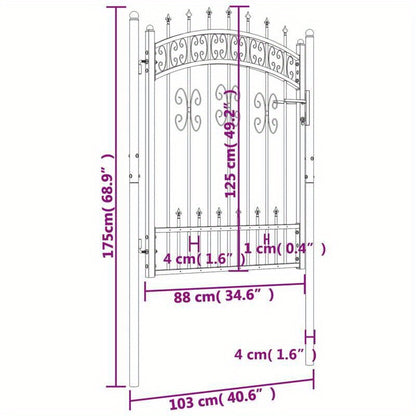 Tuingate – Tuinpoort – Metalen Poort – Hekpoort – Draaipoort – Zwart Staal – 103x175 cm – Weerbestendig Poedercoating
