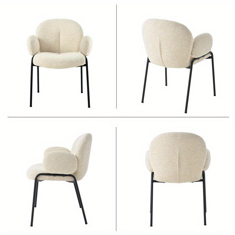 Set van 4 Stijlvolle Scandinavische Eetkamerstoelen – Gebogen Accentstoelen met Verstelbare Poten – Gestoffeerd, Grijs, Voor Eetkamer of Woonkamer
