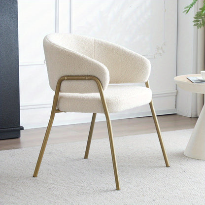 Eetkamerstoelen – Dining Stoelen – Keukenstoelen – Kantoorstoelen – Set van 2 Wit met Gouden Accenten – Stevige Metalen Poten – Gemakkelijk Schoon Te Maken
