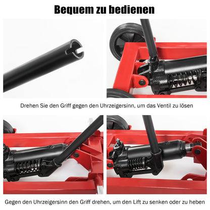 Zitmaaierlift – Maaiwagenlift – Zitmaaierhefbrug – Tuintrekkerlift – Onderhoudslift – Verstelbare Hoogte Tot 60 Cm – Stevige Metalen Constructie – Rood
