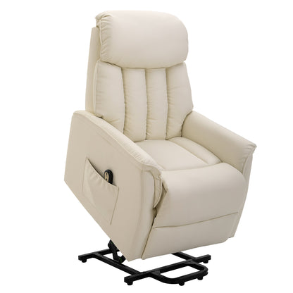 Elektrische Relaxstoel – Verstelbare Fauteuil – Power Lift Stoel – Tv Stoel – Relaxfauteuil – Met Afstandsbediening – Met Voetensteun – Max 150 kg – Crème Polyester