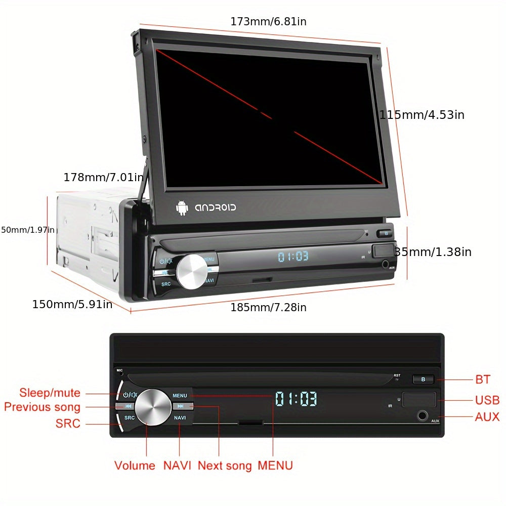 Autoradio – Auto Radio – Multimedia Radio – Wagenradio – Car Audio – Met 7 Inch Touchscreen – Inclusief Achteruitrijcamera & DVR Rijstrecordfunctie
