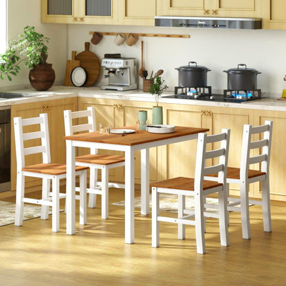 Eetkamerset – Eettafel Set – Houten Eetkamermeubel – Stoel Set – Vurenhout Meubel – Massief Vurenhout – Comfortabele Stoelen – Compact Formaat 120x70 cm