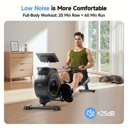 Roeitrainer – Roeimachine – Fitnessapparaat – Fitnessroeier – Magnetische Rower – 16 Weerstandsniveaus – Compact Met Wieltjes