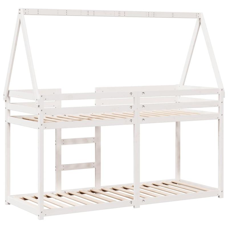 Bedframe – Bed – Slaapbank – Logeerbed – Studentenkamerbed – Wit – Massief Dennenhout – Compact 80x200 cm – Eenvoudige Montage