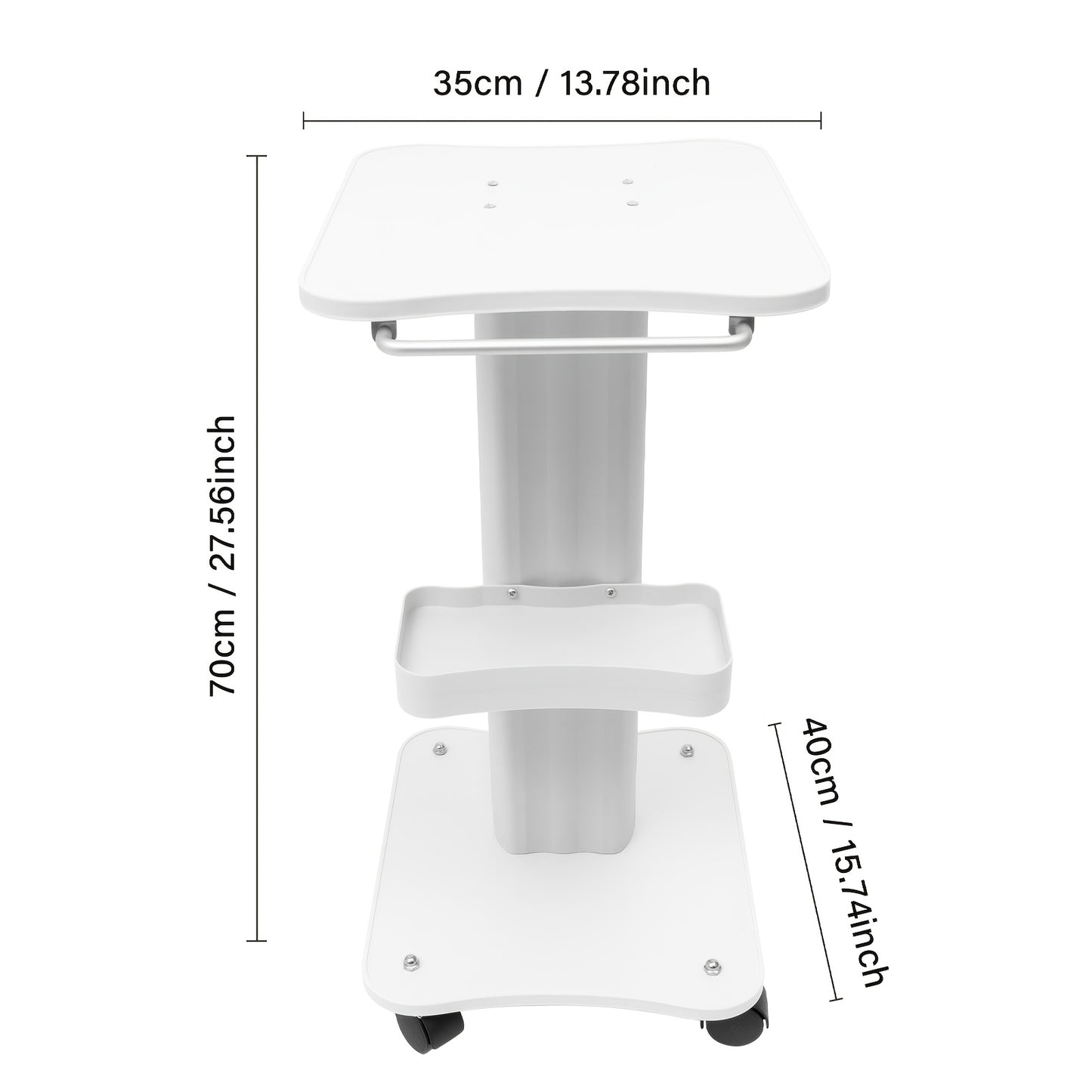 Salon Trolley – Beautywagen – Behandelwagen – Rollwagen – Opbergtrolley – Wit – Stevig Draagvermogen 40 kg – 360° Zwenkwielen Geruisloos