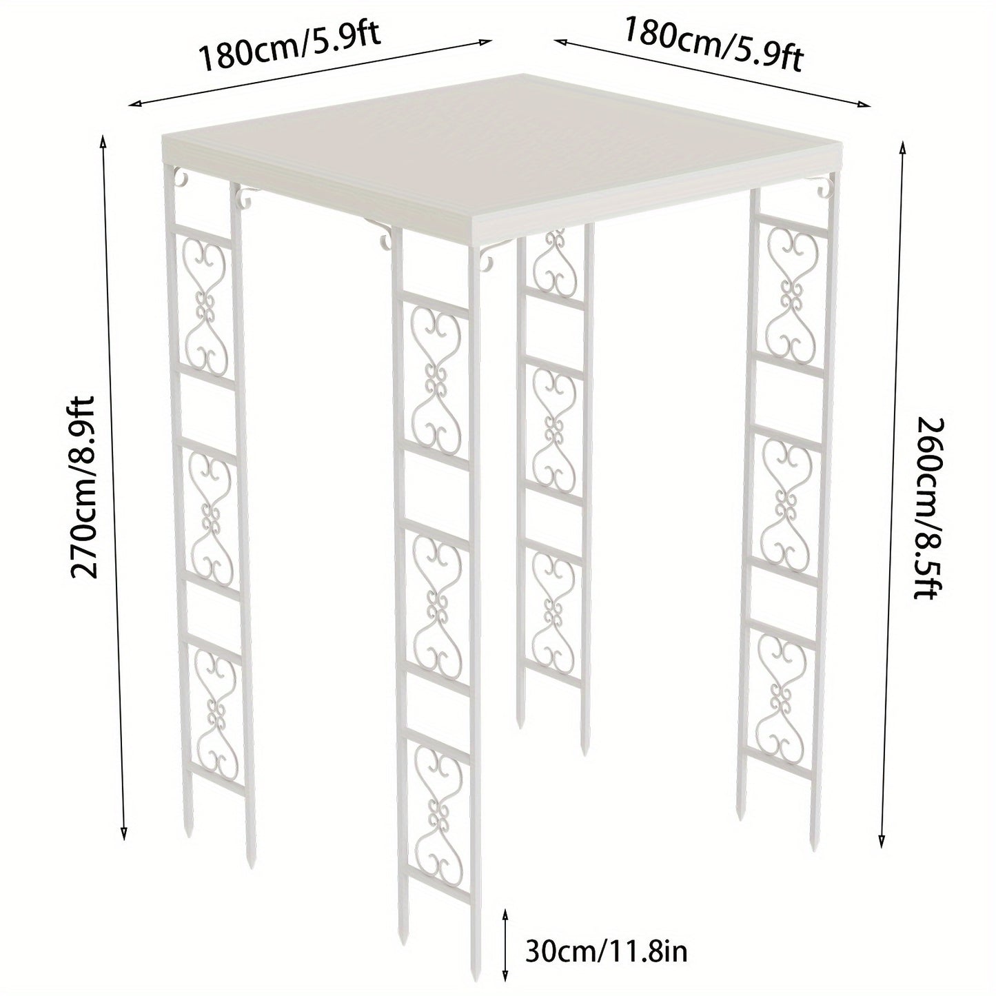 Tuinpaviljoen – Pergola – Prieel – Overkapping – Partytent – Wit Metalen Frame – Waterdicht Canopy – 180x270 cm – Stevig Metalen Pergola Met Ritssluiting