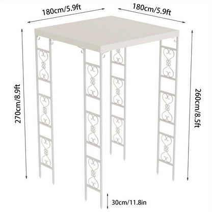 Tuinpaviljoen – Pergola – Prieel – Overkapping – Partytent – Wit Metalen Frame – Waterdicht Canopy – 180x270 cm – Stevig Metalen Pergola Met Ritssluiting