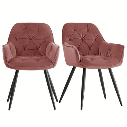 JYMTOM Velvet Dining Chairs with Padded Seat and Backrest Sturdy Metal Legs and Armrests Comfortable Accent Chair for Dining Room Living Room or Lounge, Home Decor Furniture, Lounge Seating, Velvet Upholstery, Elegant Design,
