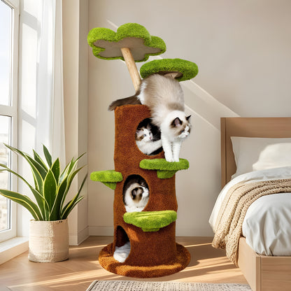 Kattenboom – Krabpaal – Klimpaal – Kattenhuis – Kattenmeubel – 148 cm Hoog – Stevige, Stabiele Basis