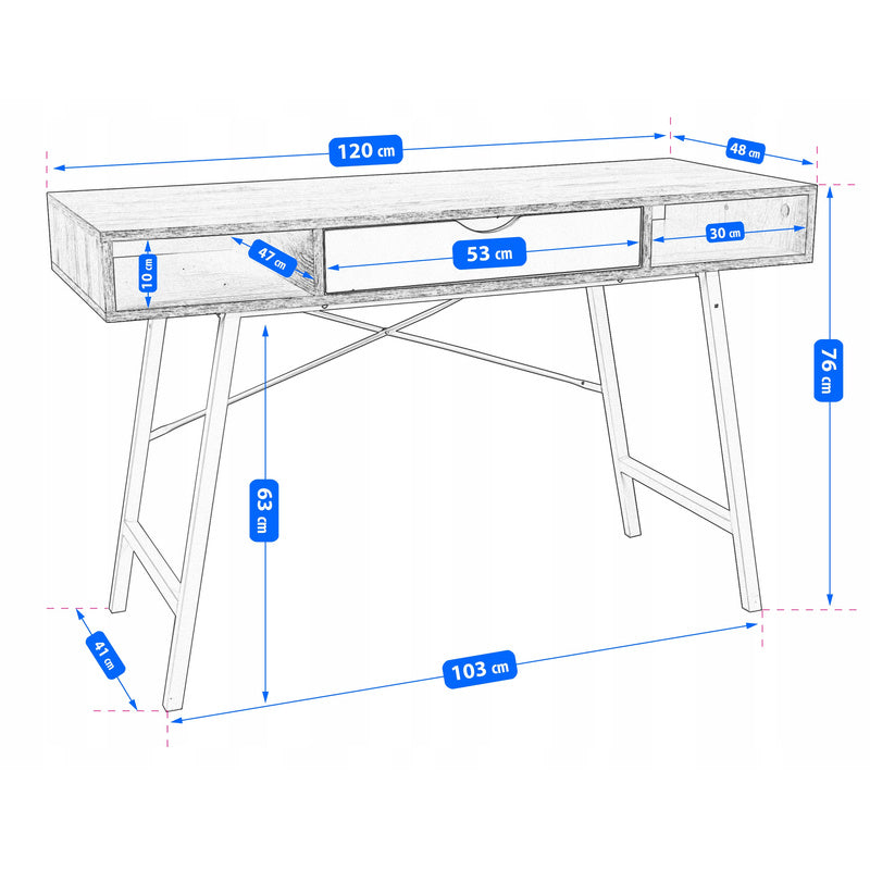 Bureau – Schrijftafel – Computertafel – Werkplek – Meubel – Modern Design – Ruim Werkblad – Grote Lade