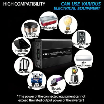 Zuivere Sinusomvormer – Stroomomvormer – Spanningsomzetter – DC-AC Converter – 5000W Omvormer – 12V Naar 220V – Zuivere Sinusgolf – Veiligheidsbescherming