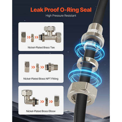 Compressorslang – Persluchtslang – Luchtslang – Spiraalslang – Compressorslangset – 3/4" x 200 voet – HDPE-Aluminium Drie-Lagen – Werkdruk tot 13,8 bar