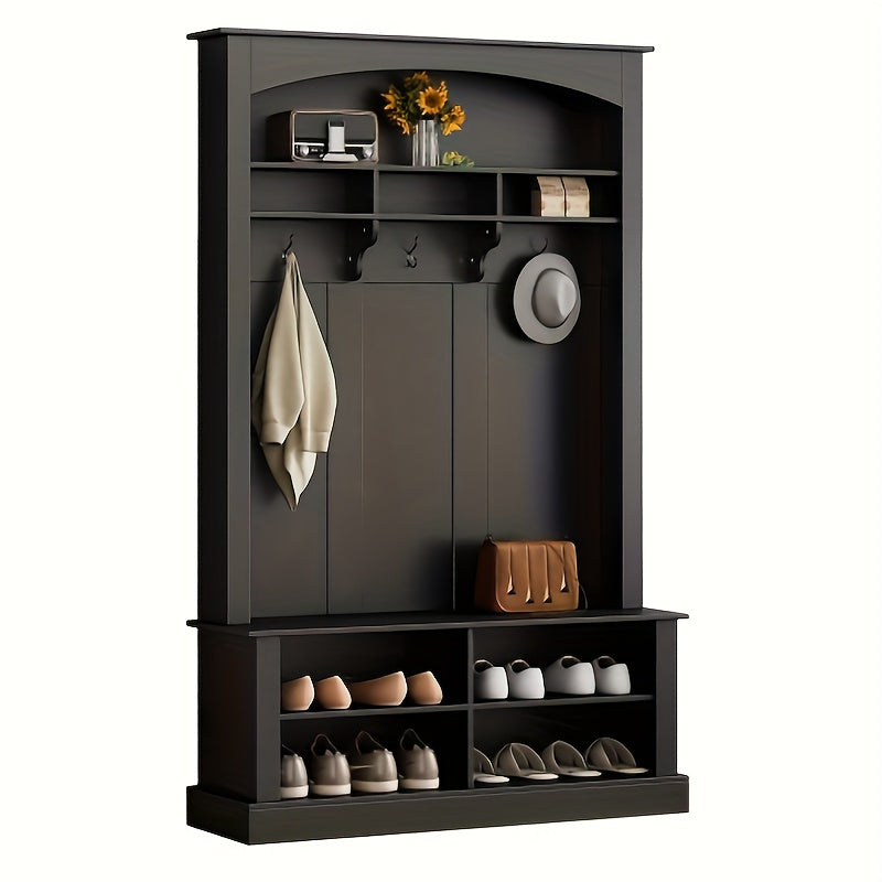 Zwarte Salontafel – Koffietafel – Woonkamertafel – Tafel Met Lades – Opbergtafel – Hoogglans Afwerking – 4 Lades Met Schuifblad – Bamboe, Draagvermogen 30 kg
