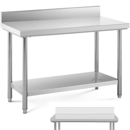 Werkbank – Werktafel – Werkbank Met Lade – Werkbank Opbergruimte – RVS Werkbank – Roestvrij Stalen Werkblad 120x60 cm – Verstelbare Pootjes & Extra Onderplank