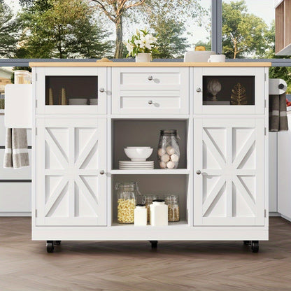 Mobiel Keukeneiland – Verrijdbaar Kussen – Keukenwagen – Servierwagen – Buffetkast – Mat Zwart Design – Verstelbare Plank – Vergrendelbare Wieltjes
