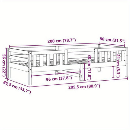 Bedframe – Ledikant – Eenpersoonsbed – Slaapkader – Houten Bed – Massief Dennenhout – Afmeting 80x200 cm – Eenvoudig te Monteren