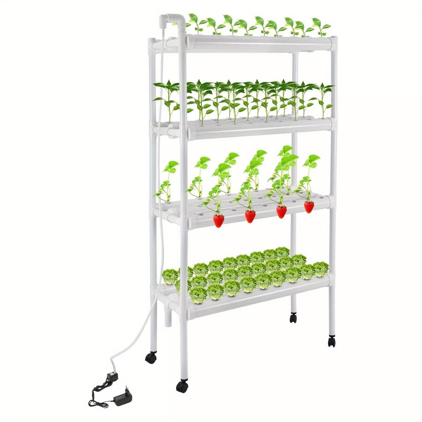 Hydroponicsysteem – Hydrocultuur Kweeksysteem – Hydrocultuur Rek – Hydroponic Kit – Indoor Tuin – 108 Plantplaatsen – Automatisch Watersysteem – Modern Wit Multi-etalage Ontwerp