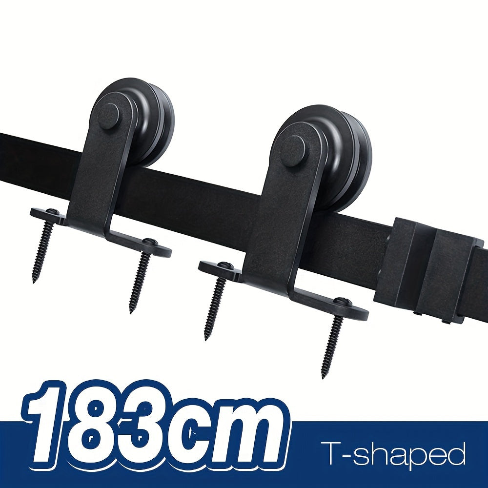 Schuifdeursysteem – Schuifdeurset – Deurbeslag – Schuifrail – Vloergeleider – Carbonstaal – 183 cm Rail – Max. 100 kg Draagvermogen
