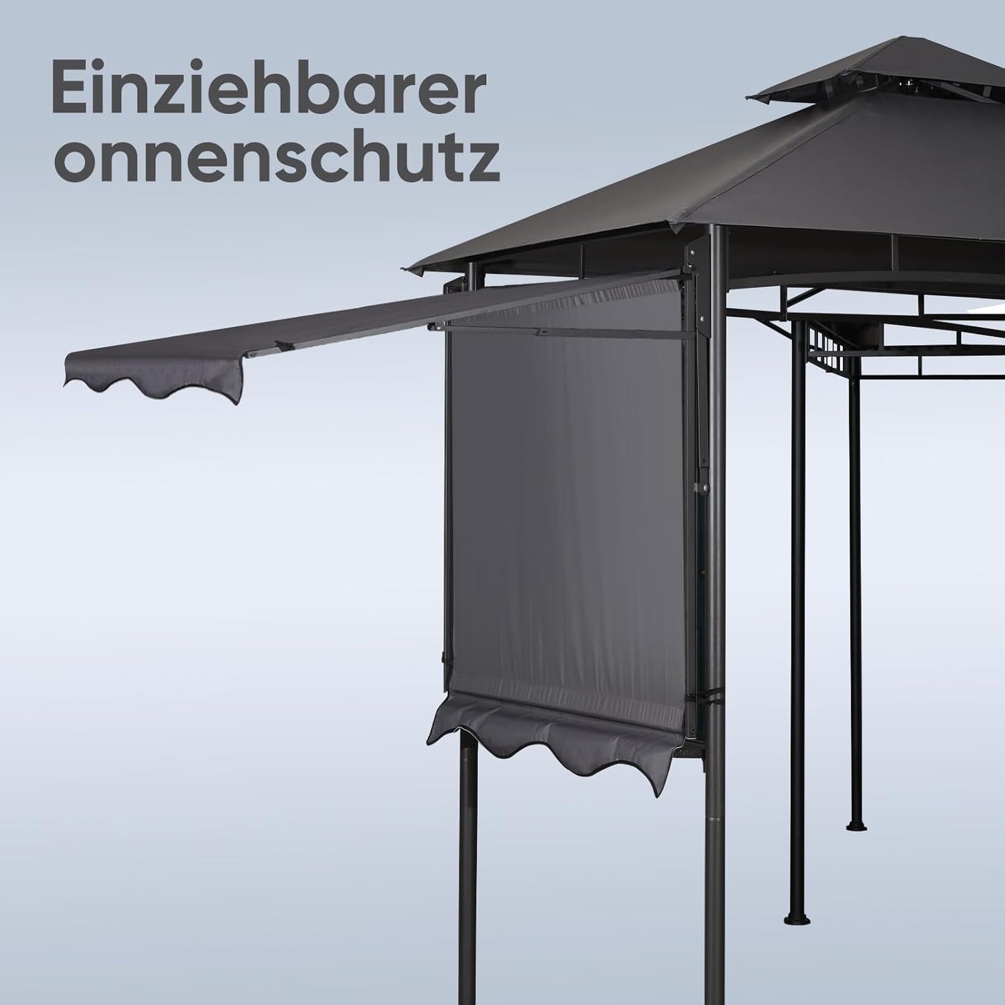 Partytent – Tuinkamer – Tuinkapel – Tuinpaviljoen – Partygazebo – Khaki – Stevig Aluminium Frame – Waterafstotend Oxford Doek – 2,45 x 1,50 m