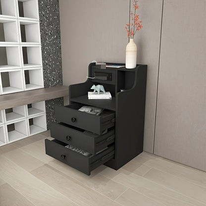 Space-Saving Side Table with Pull-Out Drawers - 45x50x68cm Multi-Layer Storage Cabinet, Scratch-Resistant & Easy-Clean Surface for Living Room/Bedroom