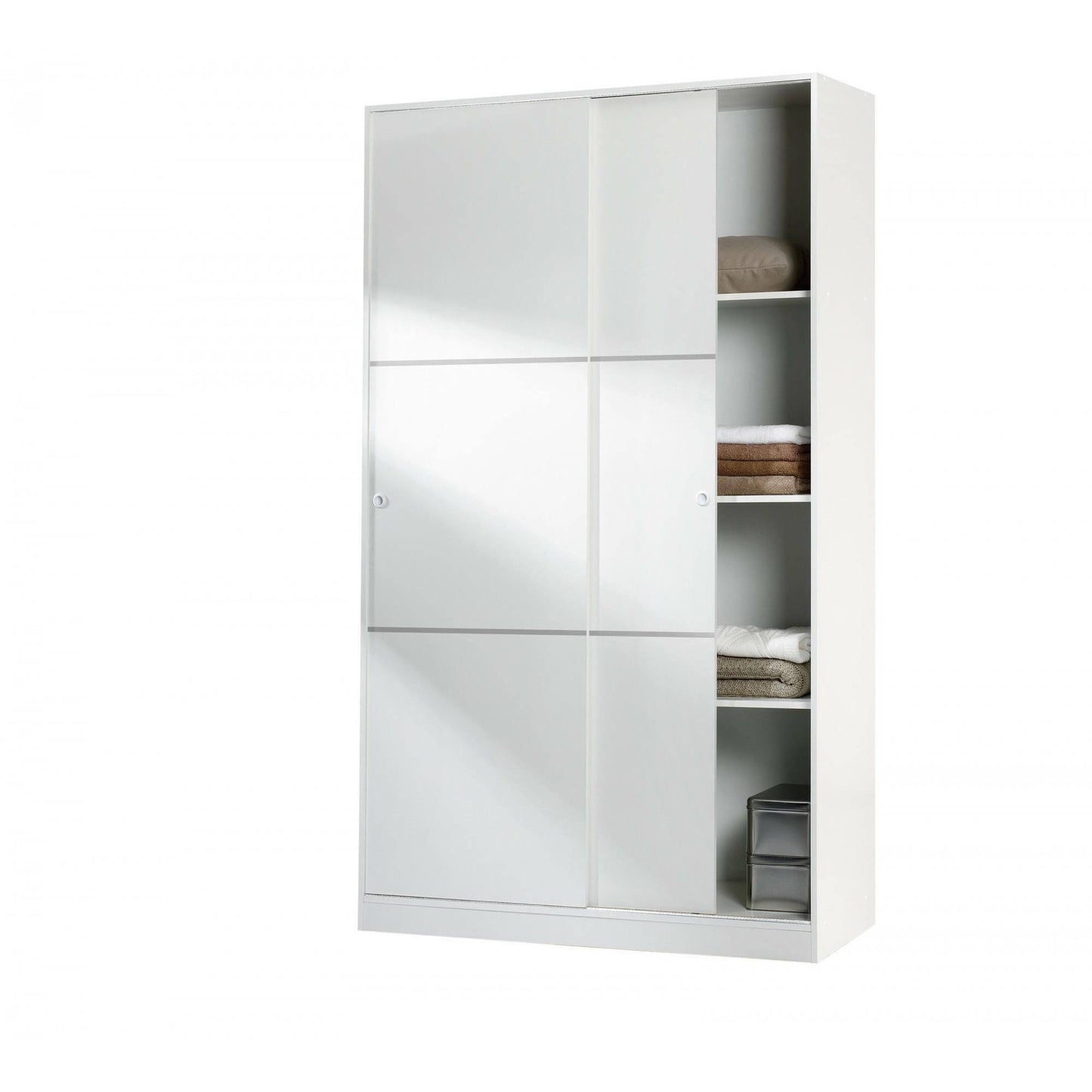 Wardrobe 2 in Front of Dnoce, Bedroom Closet, Furniture with 4 Shelves And Clothes Rail, 120X50H200 Cm, Available in 4 Colors
