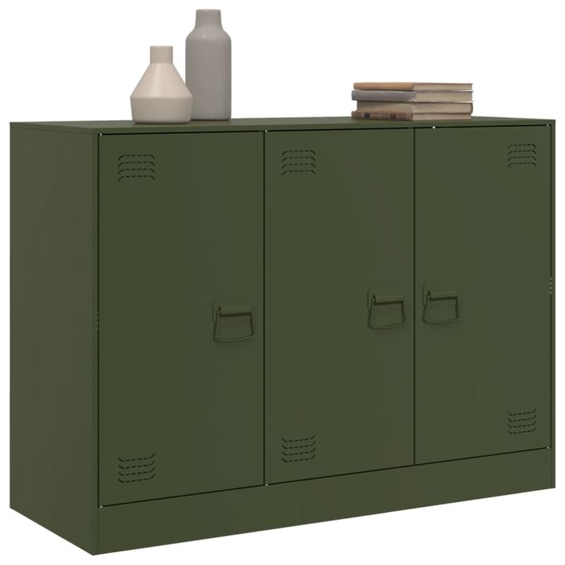 Simple Sideboard, Spacious Storage Cabinet with Display Shelf, Suitable for Kitchen, Living Room, Stylish Furniture, Offers Additional Storage Space and Home Decor, Ensures Safety. Dressoir 99x39x73 cm Steel Olive Green