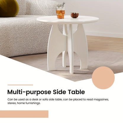 Witte Ronde Salontafel – Bijzettafel – Koffietafel – Tafel – Decoratietafel – Modern Minimalistisch Design – Unieke Sculpturale Poten – Compact Ruimtebesparend – Eenvoudige Montage