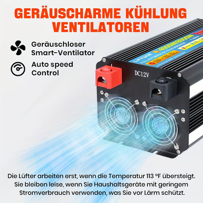 Omvormer – Spanningsomvormer – Stroomomzetter – Power Inverter – Converter – 4000W Continu Vermogen – LCD-Display & USB-Poort