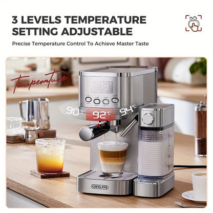 CAFELFFE MK801 Semi-Automatic Espresso Machine, Featuring An Automatic Milk Frothing System For One-touch Preparation. Equipped With 20 Bar High Pressure, Self-cleaning Function, Digital Display, And Temperature Control. Idea