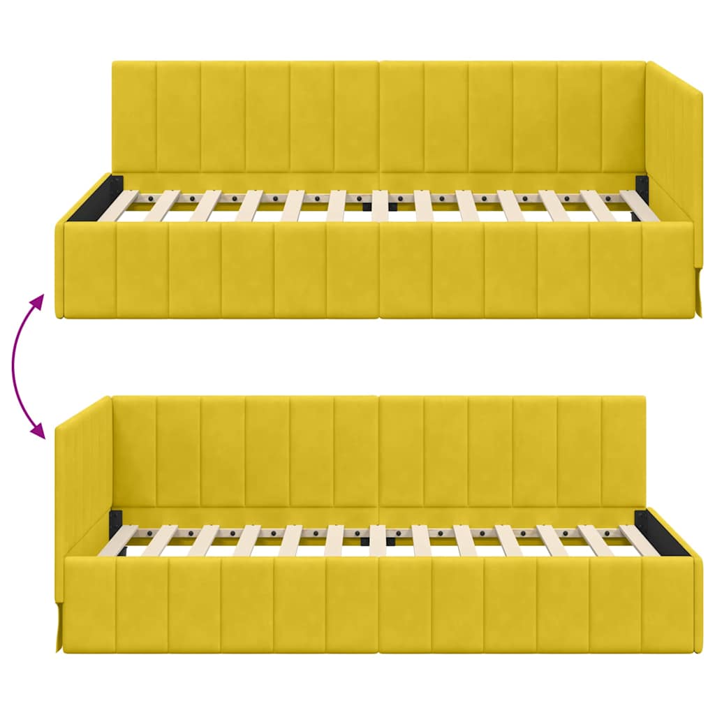 Bedframe – Bed – Eenpersoonsbed – Slaapbank – Kinderbed – Blauw Velvet Hoofdbord – Stevig Plaatmateriaal – Lattenbodem 80x200 cm