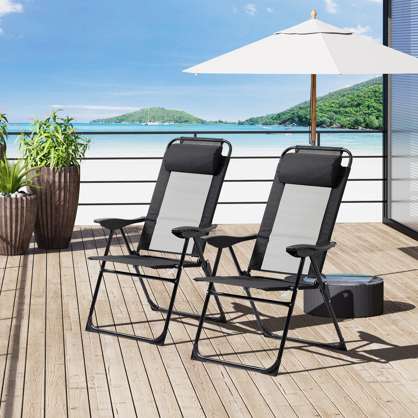 Verstelbare Tuinstoelen – Ligstoel – Relaxstoel – Campingstoel – Balkonstoel – Inklapbaar – Weerbestendig – Met Kussen