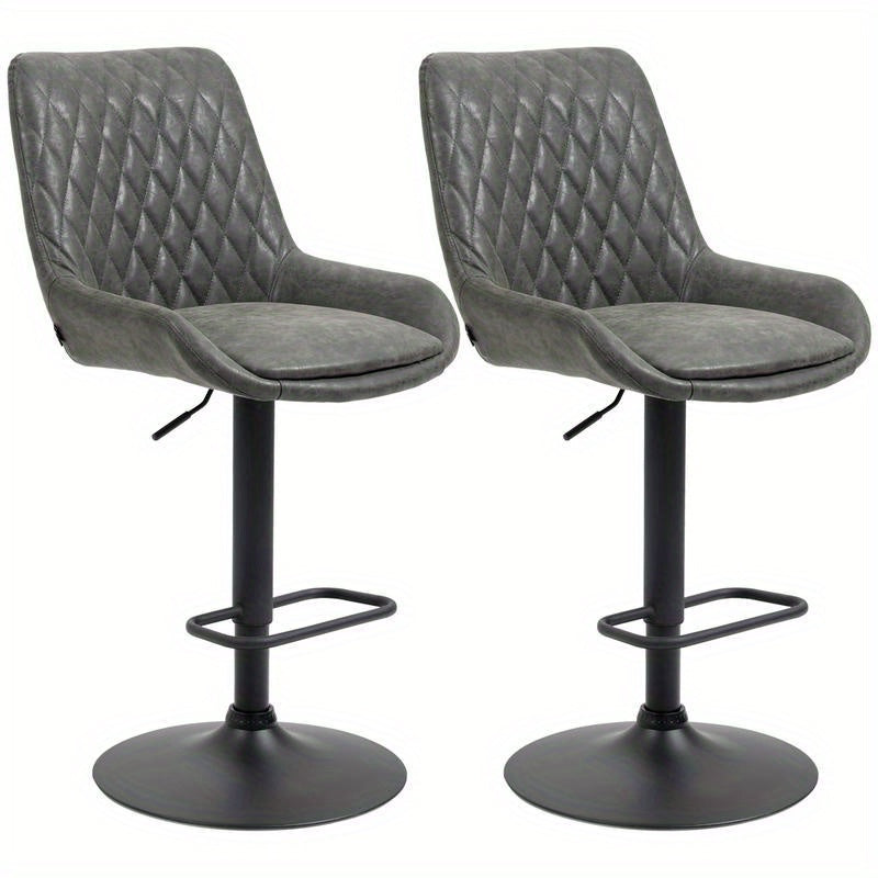 Barstoel Verstelbaar – Barkruk – Barstoelen – Keukenstoel – Hoge Stoel – Met Voetsteun – Donkergrijs Zwart – Hoogwaardig Hardhout Metaal – Comfortabel Ergonomisch