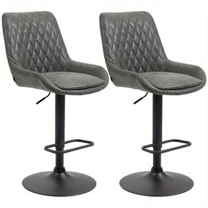 Barstoel Verstelbaar – Barkruk – Barstoelen – Keukenstoel – Hoge Stoel – Met Voetsteun – Donkergrijs Zwart – Hoogwaardig Hardhout Metaal – Comfortabel Ergonomisch