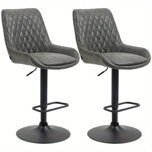 Barstoel Verstelbaar – Barkruk – Barstoelen – Keukenstoel – Hoge Stoel – Met Voetsteun – Donkergrijs Zwart – Hoogwaardig Hardhout Metaal – Comfortabel Ergonomisch