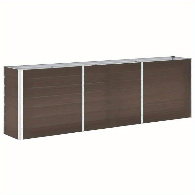 Tuinbak – Hoogtebak – Plantenbak – Bloembak – Verzinkte Stalen Bak – Bruin – Roestvrij – Met Houten Deksel – Modern Rechthoekig Design – 240x40x77 cm