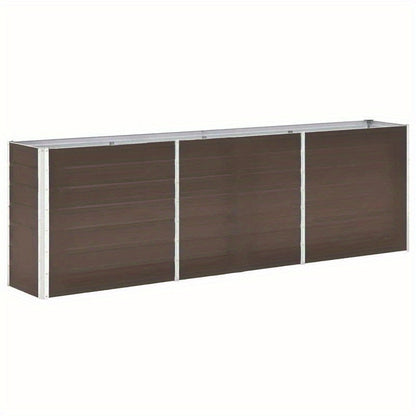Tuinbak – Hoogtebak – Plantenbak – Bloembak – Verzinkte Stalen Bak – Bruin – Roestvrij – Met Houten Deksel – Modern Rechthoekig Design – 240x40x77 cm