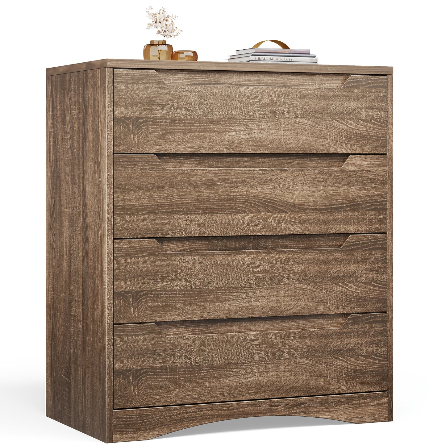 Ladekast – Ladekasten – Ladenkast – Ladenkastje – Opbergkast – Retro Bruin – 4 Laden – Anti-Kantelbeveiliging – Ruime Opbergruimte – Stevige Bouw – Soepel Lopende Rails