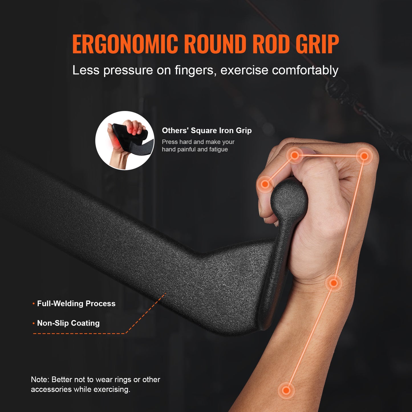 Pulldown Bar – Lat Bar – V-Bar – T-Bar – Kabelaccessoire – Zwart – Massief Stalen Stang – Antislip Ergonomische Grip