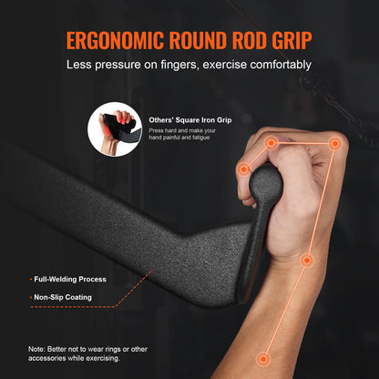 Pulldown Bar – Lat Bar – V-Bar – T-Bar – Kabelaccessoire – Zwart – Massief Stalen Stang – Antislip Ergonomische Grip