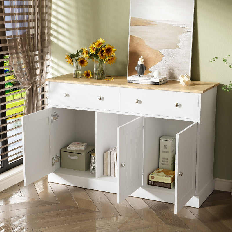 Dressoir – Wandmeubel – Opbergkast – Sideboard – Kast – Wit Hout – Push-to-Open Systeem – 120x36x80,5 cm Compact & Stevig