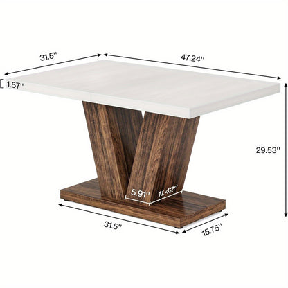 Eettafel – Keukentafel – Tafel – Diner tafel – Bistrotafel – Wit & Bruin – 47 Inch – X-vormige Houten Frame