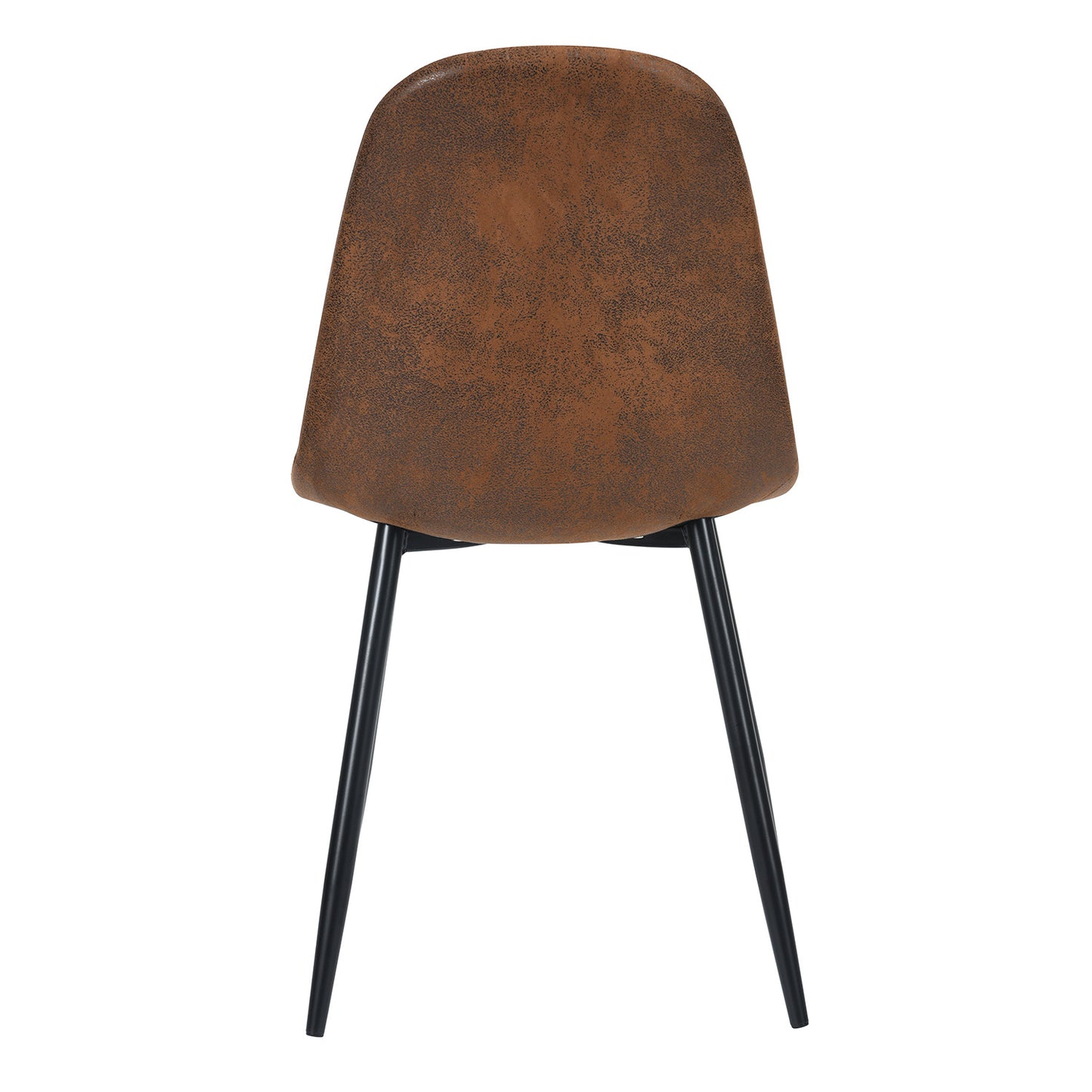 Eetkamerstoel – Stoel – Kuipstoel – Keukenstoel – Zithoekstoel – Bruin Suède – Metalen Poten – Gebogen Rugleuning – Vintage Stijl – 44x53x86 cm – Set van 4