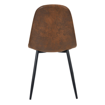 Eetkamerstoel – Stoel – Kuipstoel – Keukenstoel – Zithoekstoel – Bruin Suède – Metalen Poten – Gebogen Rugleuning – Vintage Stijl – 44x53x86 cm – Set van 4
