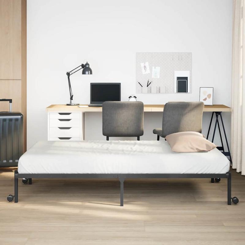 Bedframe – Inklapbaar Bedframe – Vouwbed – Stalen Bedframe – Opvouwbaar Bed – Stevig Stalen Frame – Ruimtebesparend Design – Maat 90x200 cm – Zwart