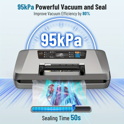Vacumeermachine – Vakuum Sealer – Vacuümzak Verzamelaar – Vacuumzak Machine – Vacuüm Vacumeerapparaat – Dubbele Sealsysteem – Sterke 95kPa Zuigkracht – Europese Stekker 220-240V